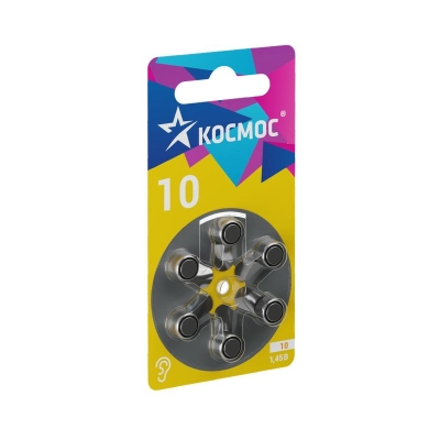 Элемент питания воздушно-цинковая для слуховых аппаратов ZA10 (10 PR70 DA230 V10) 1.45В (уп.6шт) KOCZA-10BL6