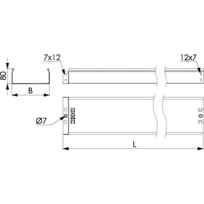 Лоток листовой неперфорированный 200х80 сталь 0.8мм 35064