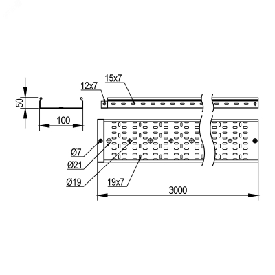 Лоток перфорированный 50x100 2,0 мм, горячеоцинкованный SPH30510HDZ