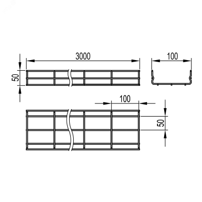 Лоток проволочный 100х50 сталь 4мм оцинк. FC5010