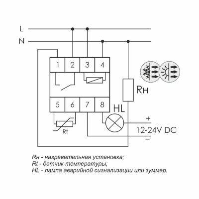 Регулятор температуры RT-820M от -30 до +140 град.C^ 16А 24-264В DC/30-264В AC 1Z IP20 микропроцессорный^ многофункц.^ цифровая индикация^ выносной датчик с терм
