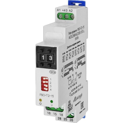 Реле времени РВО-П2-15 ACDC24В/AC230В УХЛ4 8А 2П задержка на включ.^ на выкл.^ двойной декадный переключатель A8302-16932917