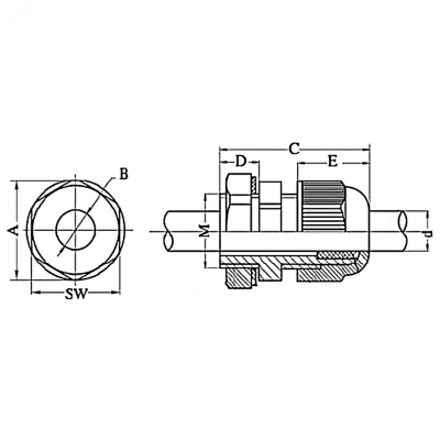 Ввод кабельный Dкаб. 9-14мм IP68 PG16 с контргайкой 52900