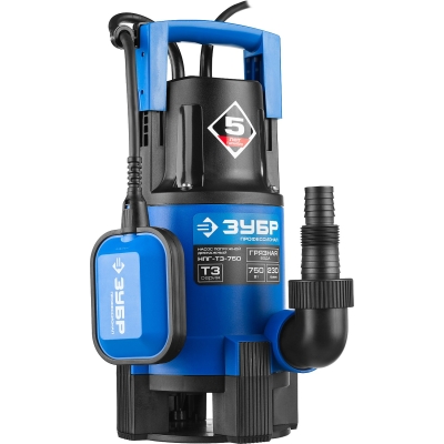ЗУБР 750 Вт, дренажный насос для грязной воды, Профессионал (НПГ-Т3-750)