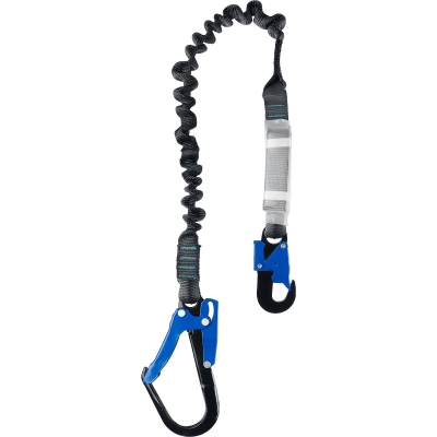 ЗУБР УТЕС стальные карабины с полимерным покрытием, эластичный, 1,42м, разрывной ленточный амортизатор, одноплечный строп, Профессионал (11595)